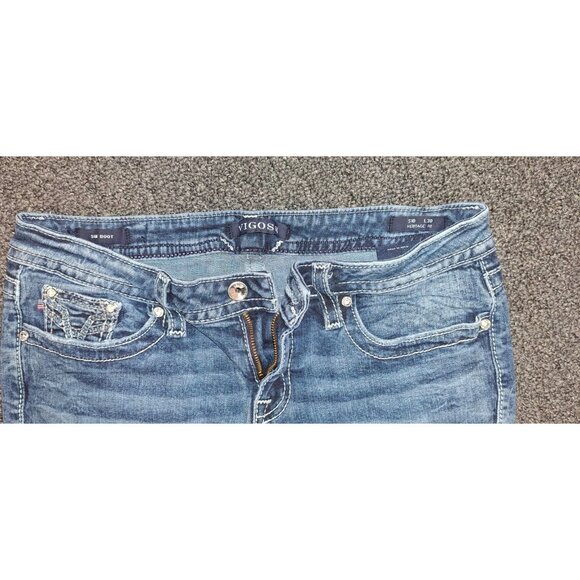 Vigoss 'Sir Boot' Jeans Women's Size 9/30 Light Wash Bootcut Embellished Flap - Picture 4 of 4